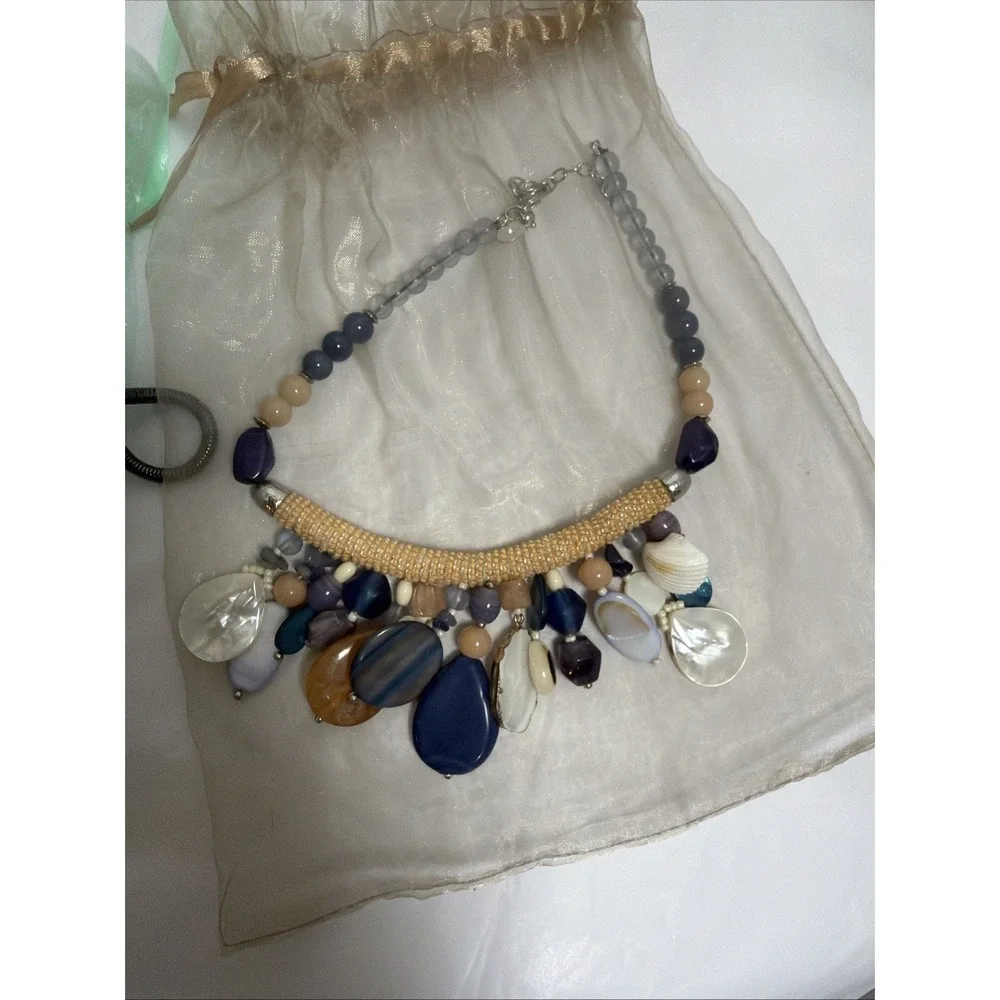 2 CHICOS Signed Long And‎ Short With Original Cinch Pouches Seashore Tasseled